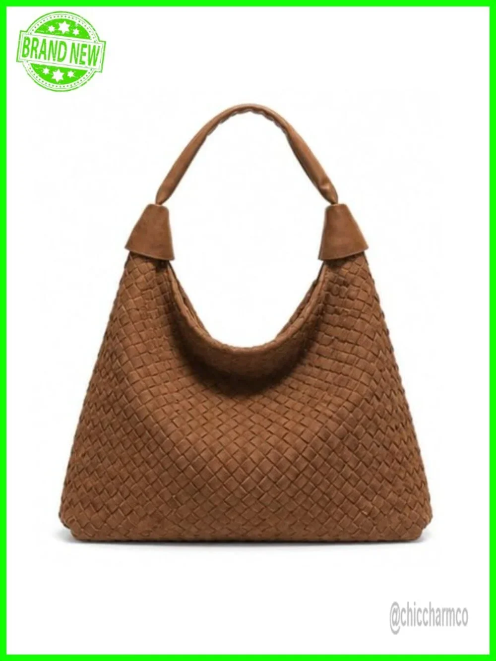 Woven Suede Large Slouchy Hobo Tote Bag Shoulder Purse